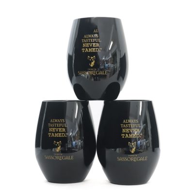 Black European style stemless wine glass (2)