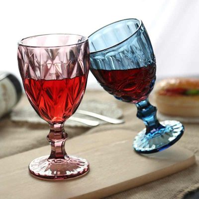 Colorful short vintage wine glasses (5)