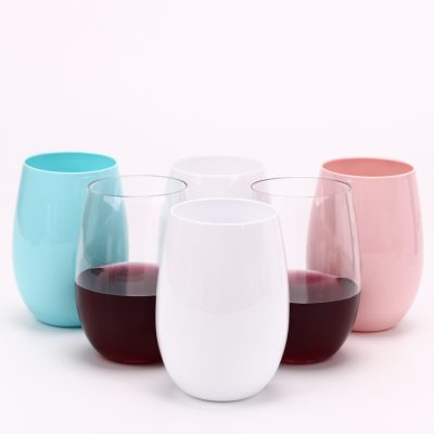 Factory wholesale plastic stemless wine glass (2)