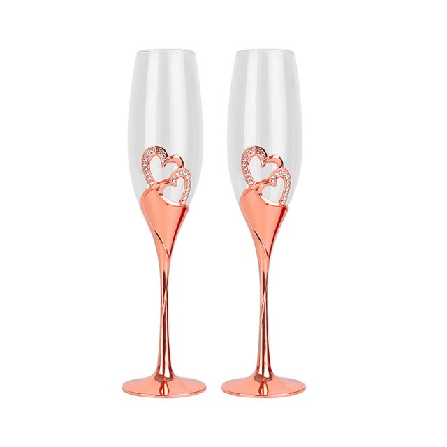 Flamingo Pattern Crystal Champagne Glasses (6)