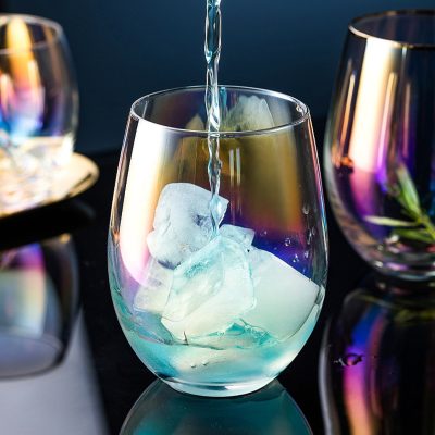 Hot selling colorful crystal stemless wine glass (2)