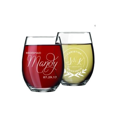 Printed pattern high quality stemless wine glass (2)
