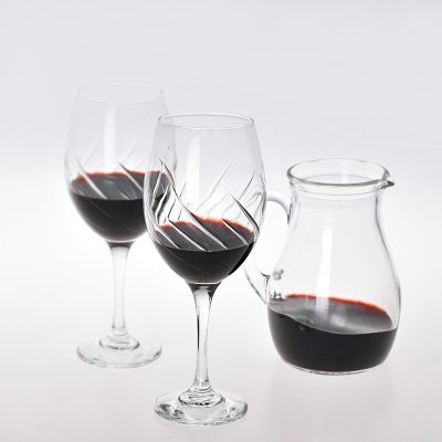 Spiral decorative transparent red wine glass (4)