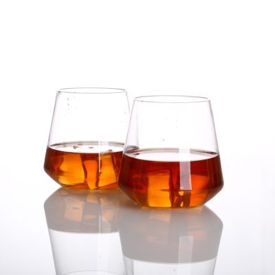 diamond cut glass stemless wine glass (6)