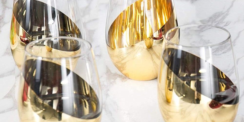 modern rose gold stemless wine glass (5)